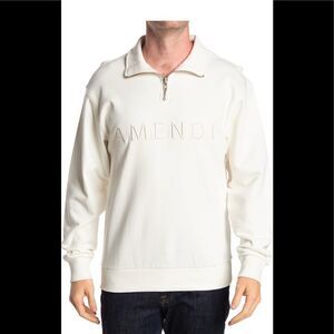 Amendi Men’s frank embroidered logo quarter zip sweatshirt size L , NWT